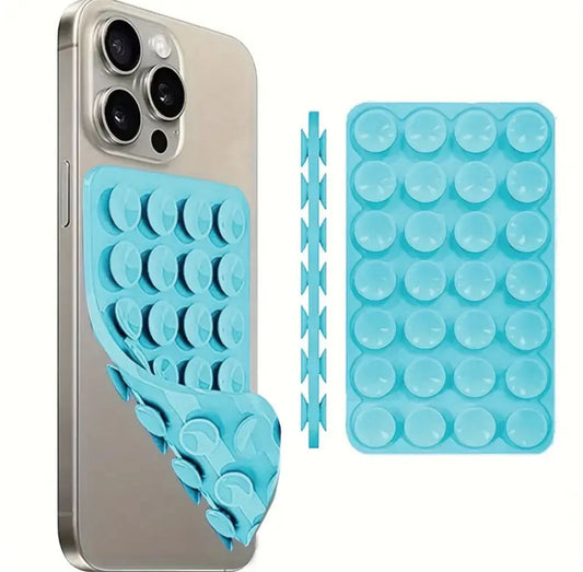 BATUNOX Telefon Arkasına Yapışan Mavi Silikon Vantuzlu Telefon Tutucu